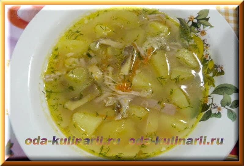 Гороховый суп с мясом нутрии и шампиньонами Гороховый суп с мясом нутрии и шампиньонами