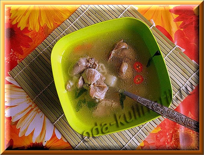 кулинарный рецепт супа с куриными потрошками