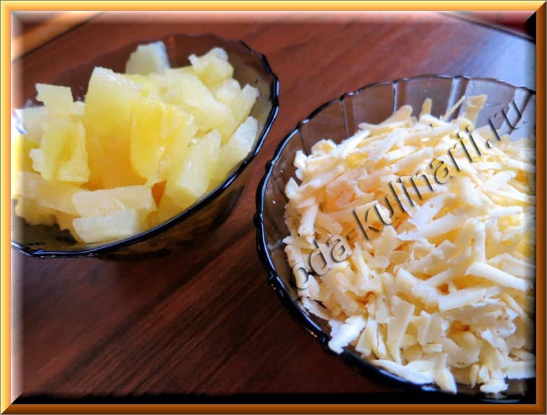 сыр и ананас консервированный