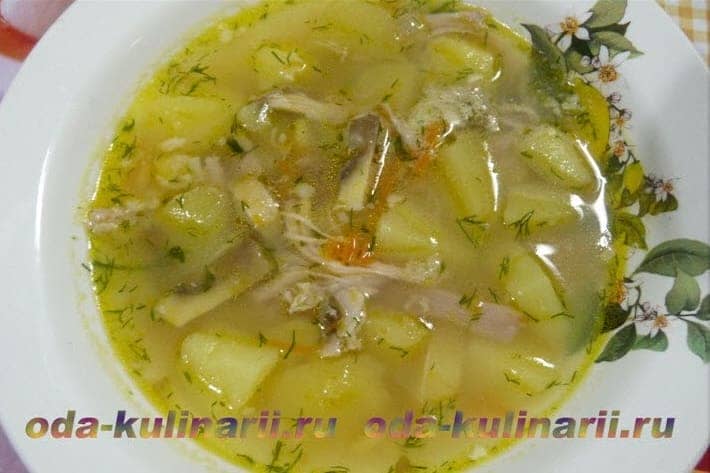 Гороховый суп с мясом нутрии и шампиньонами