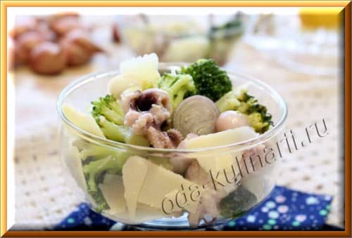 кулинарный рецепт салата из брокколи и морепродуктов