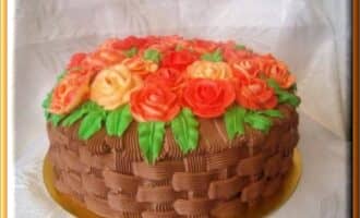 Блинный творожный торт «Корзина с цветами»